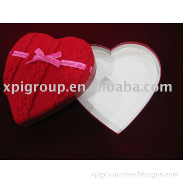 heart shape special velvet fabric gift box with paper lined inside good to pack chocolates, candy, food and other gifts